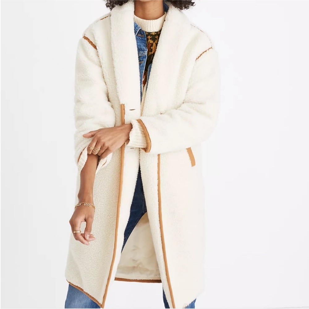 Madewell Sherpa Cozy Cream and Tan Women's Coat_XXS
